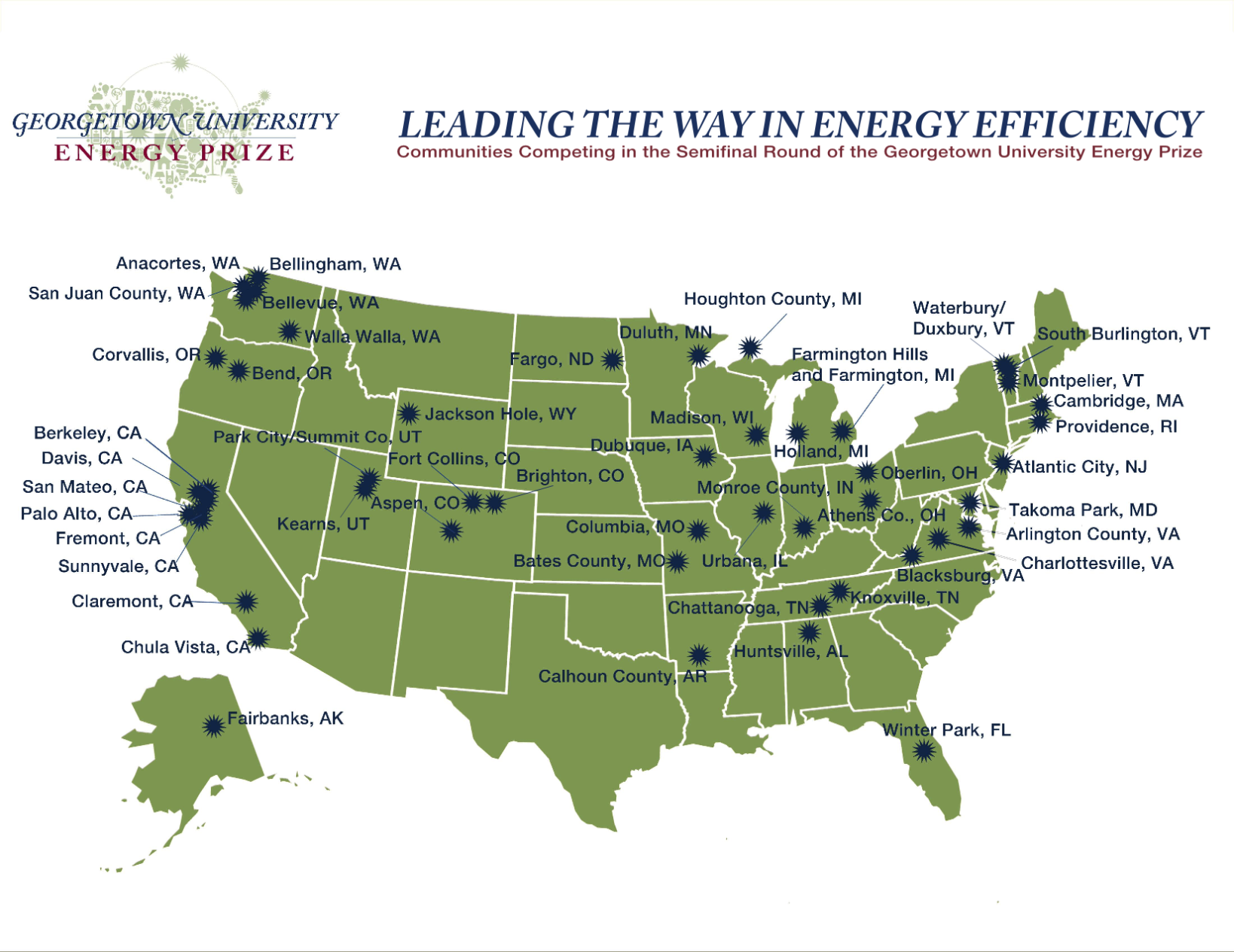 Map of the 50 competing communities